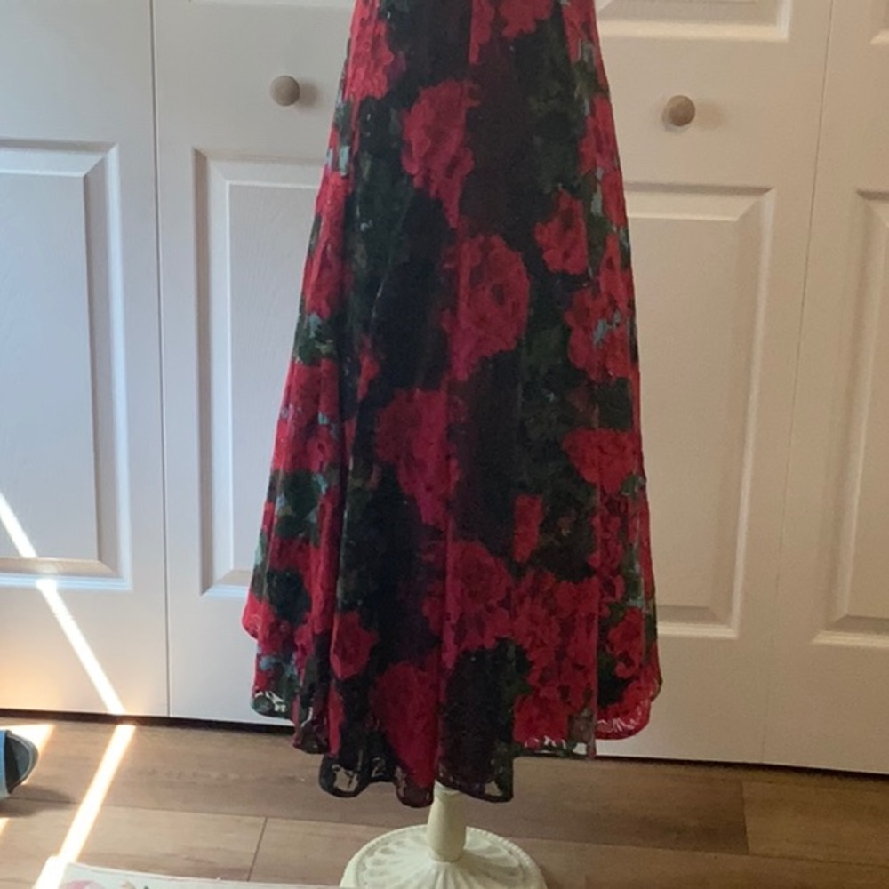 Tracy Reese Red and Black Floral Midi Dress - Picture 11 of 16